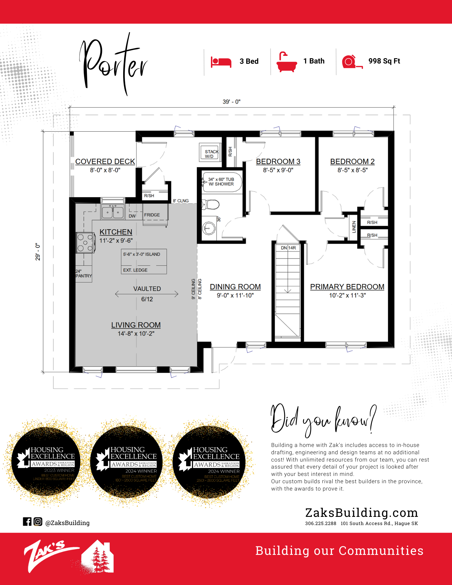 PORTER PRE-DESIGN 2025 – AVAILABLE NOW! $183,700 Floor Plan